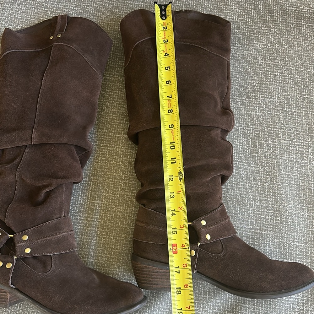 Restricted crunched Brown Suede Cowboy Knee-High Boots size - Picture 16 of 16